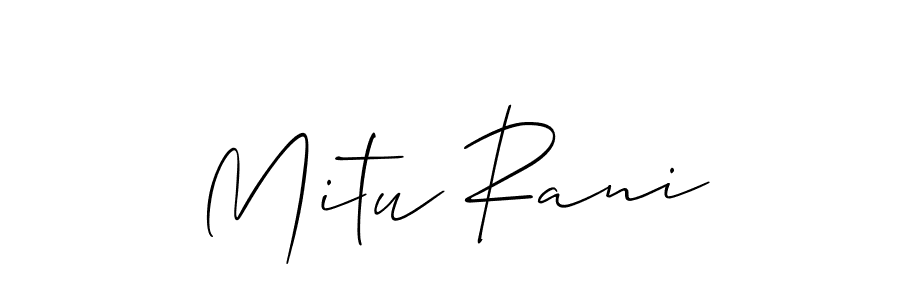 This is the best signature style for the Mitu Rani name. Also you like these signature font (Allison_Script). Mix name signature. Mitu Rani signature style 2 images and pictures png