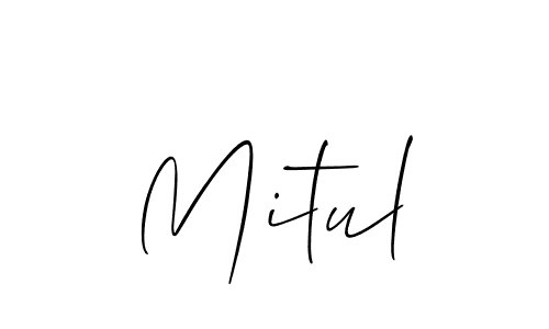 The best way (Allison_Script) to make a short signature is to pick only two or three words in your name. The name Mitul include a total of six letters. For converting this name. Mitul signature style 2 images and pictures png