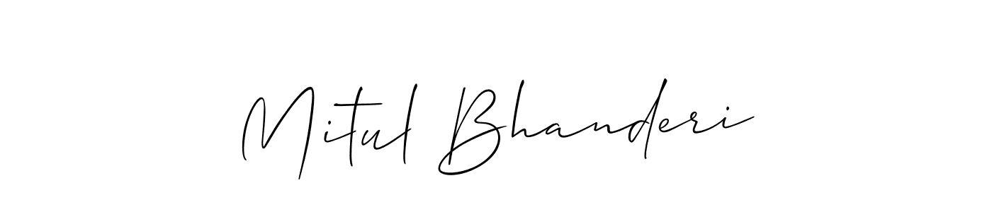 Create a beautiful signature design for name Mitul Bhanderi. With this signature (Allison_Script) fonts, you can make a handwritten signature for free. Mitul Bhanderi signature style 2 images and pictures png