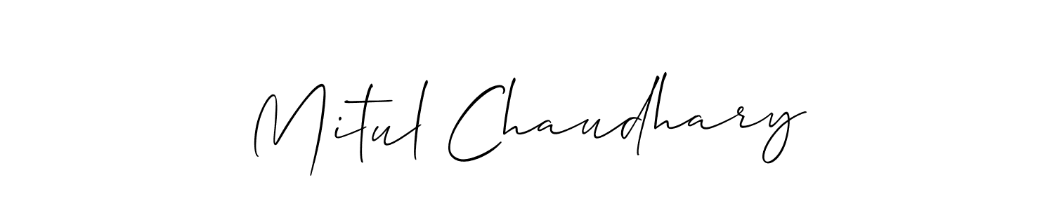 Make a beautiful signature design for name Mitul Chaudhary. With this signature (Allison_Script) style, you can create a handwritten signature for free. Mitul Chaudhary signature style 2 images and pictures png