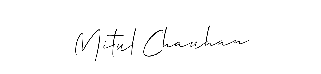 This is the best signature style for the Mitul Chauhan name. Also you like these signature font (Allison_Script). Mix name signature. Mitul Chauhan signature style 2 images and pictures png