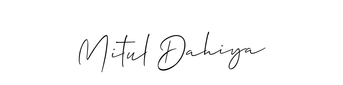 Also we have Mitul Dahiya name is the best signature style. Create professional handwritten signature collection using Allison_Script autograph style. Mitul Dahiya signature style 2 images and pictures png