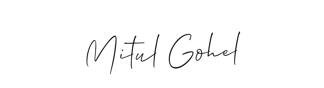 Also we have Mitul Gohel name is the best signature style. Create professional handwritten signature collection using Allison_Script autograph style. Mitul Gohel signature style 2 images and pictures png