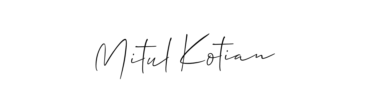 Allison_Script is a professional signature style that is perfect for those who want to add a touch of class to their signature. It is also a great choice for those who want to make their signature more unique. Get Mitul Kotian name to fancy signature for free. Mitul Kotian signature style 2 images and pictures png