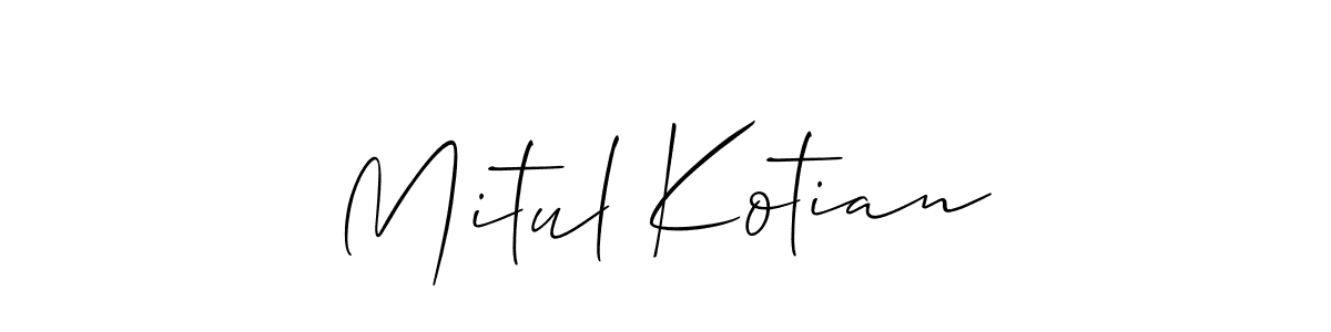 How to make Mitul Kotian name signature. Use Allison_Script style for creating short signs online. This is the latest handwritten sign. Mitul Kotian signature style 2 images and pictures png