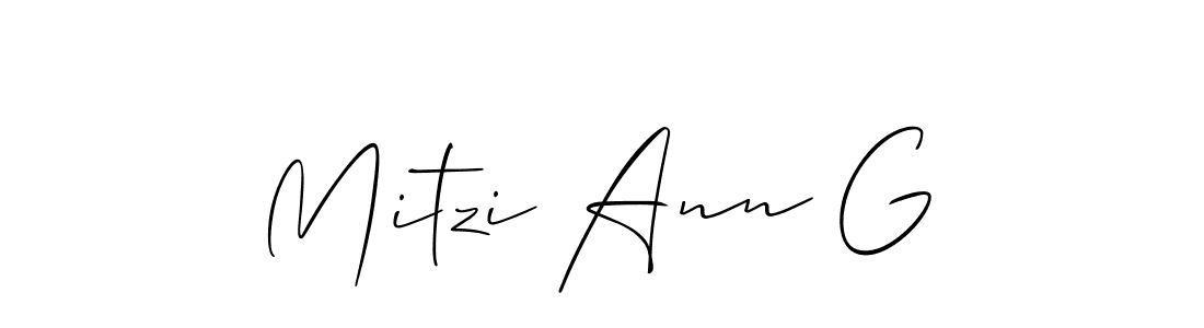 How to make Mitzi Ann G signature? Allison_Script is a professional autograph style. Create handwritten signature for Mitzi Ann G name. Mitzi Ann G signature style 2 images and pictures png