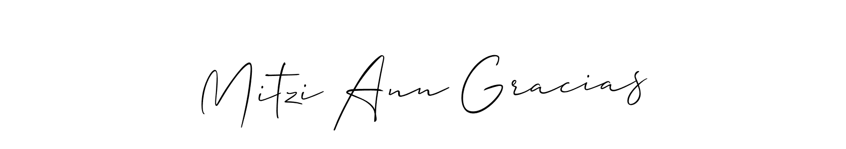 How to make Mitzi Ann Gracias name signature. Use Allison_Script style for creating short signs online. This is the latest handwritten sign. Mitzi Ann Gracias signature style 2 images and pictures png