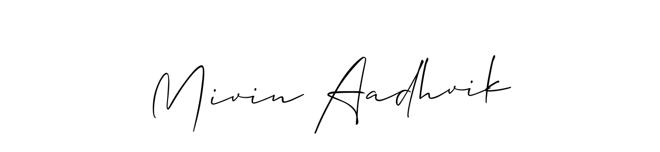 How to make Mivin Aadhvik name signature. Use Allison_Script style for creating short signs online. This is the latest handwritten sign. Mivin Aadhvik signature style 2 images and pictures png