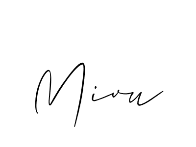 Use a signature maker to create a handwritten signature online. With this signature software, you can design (Allison_Script) your own signature for name Mivu. Mivu signature style 2 images and pictures png