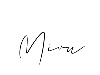 Use a signature maker to create a handwritten signature online. With this signature software, you can design (Allison_Script) your own signature for name Mivu. Mivu signature style 2 images and pictures png