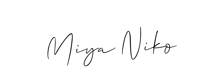 The best way (Allison_Script) to make a short signature is to pick only two or three words in your name. The name Miya Niko include a total of six letters. For converting this name. Miya Niko signature style 2 images and pictures png