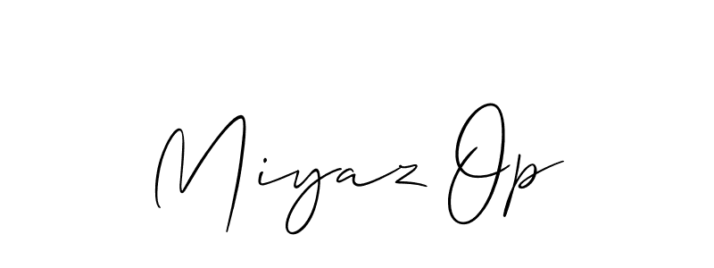 Use a signature maker to create a handwritten signature online. With this signature software, you can design (Allison_Script) your own signature for name Miyaz Op. Miyaz Op signature style 2 images and pictures png