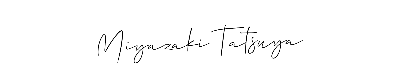 Similarly Allison_Script is the best handwritten signature design. Signature creator online .You can use it as an online autograph creator for name Miyazaki Tatsuya. Miyazaki Tatsuya signature style 2 images and pictures png