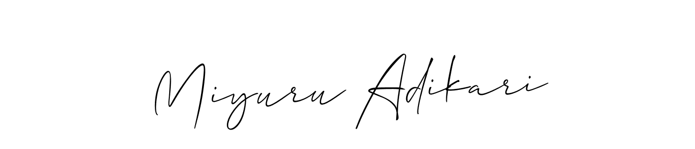 How to make Miyuru Adikari name signature. Use Allison_Script style for creating short signs online. This is the latest handwritten sign. Miyuru Adikari signature style 2 images and pictures png