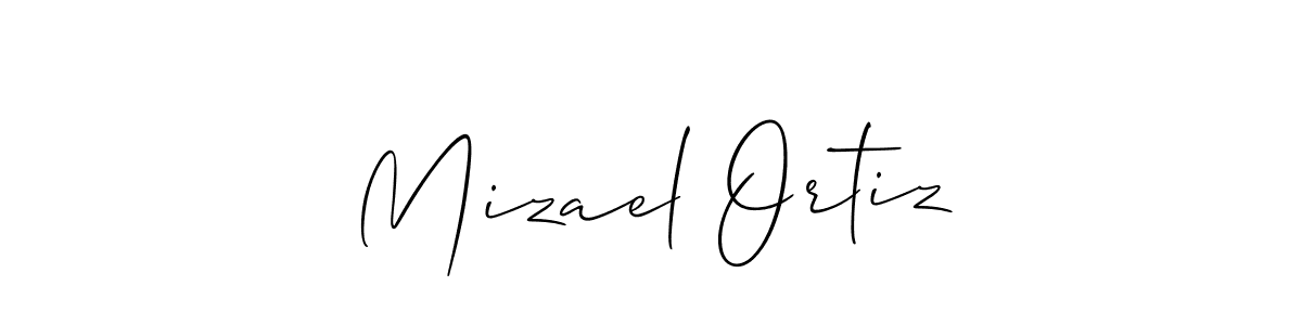 How to make Mizael Ortiz name signature. Use Allison_Script style for creating short signs online. This is the latest handwritten sign. Mizael Ortiz signature style 2 images and pictures png