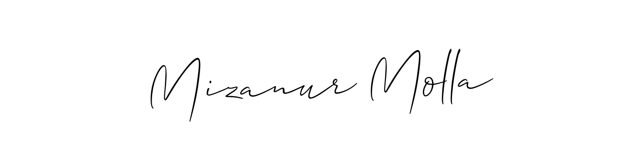 The best way (Allison_Script) to make a short signature is to pick only two or three words in your name. The name Mizanur Molla include a total of six letters. For converting this name. Mizanur Molla signature style 2 images and pictures png