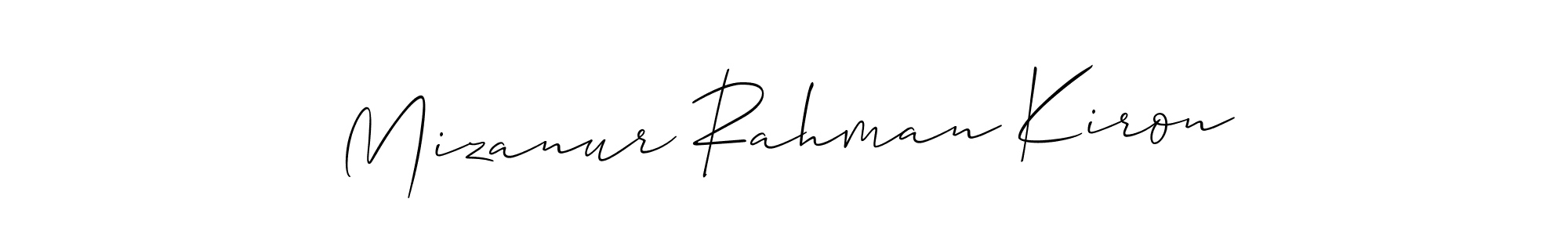 You should practise on your own different ways (Allison_Script) to write your name (Mizanur Rahman Kiron) in signature. don't let someone else do it for you. Mizanur Rahman Kiron signature style 2 images and pictures png