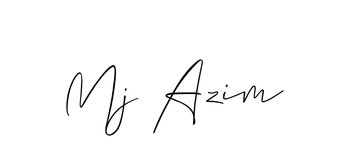 The best way (Allison_Script) to make a short signature is to pick only two or three words in your name. The name Mj Azim include a total of six letters. For converting this name. Mj Azim signature style 2 images and pictures png