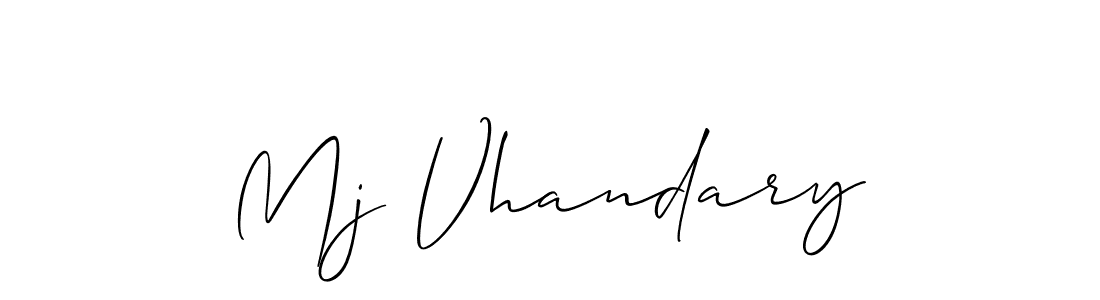 if you are searching for the best signature style for your name Mj Vhandary. so please give up your signature search. here we have designed multiple signature styles  using Allison_Script. Mj Vhandary signature style 2 images and pictures png