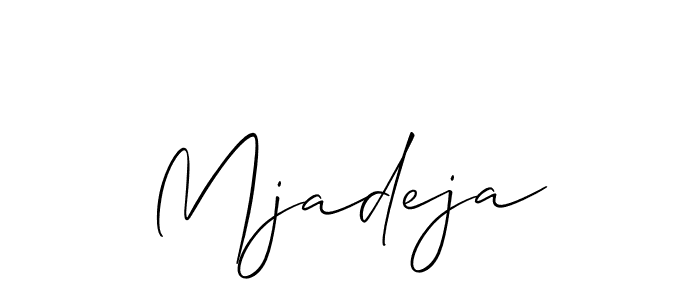 How to make Mjadeja name signature. Use Allison_Script style for creating short signs online. This is the latest handwritten sign. Mjadeja signature style 2 images and pictures png