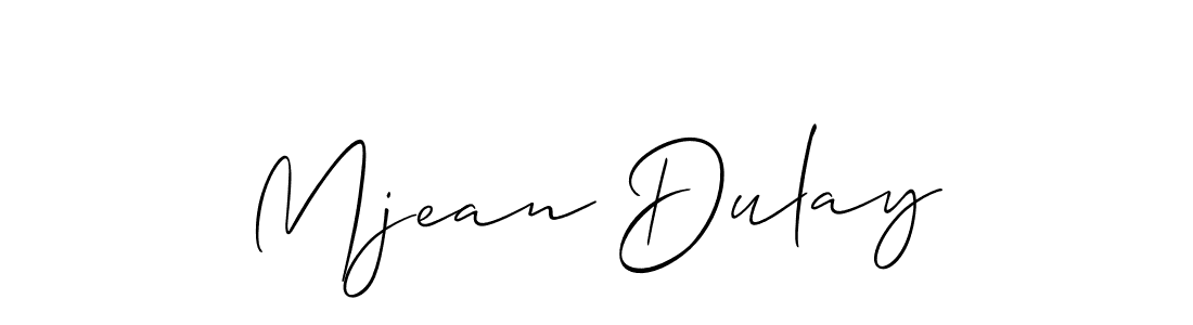 The best way (Allison_Script) to make a short signature is to pick only two or three words in your name. The name Mjean Dulay include a total of six letters. For converting this name. Mjean Dulay signature style 2 images and pictures png