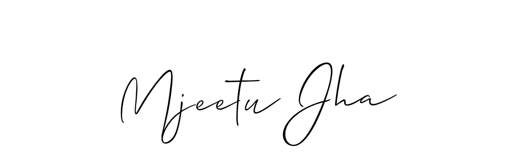 Allison_Script is a professional signature style that is perfect for those who want to add a touch of class to their signature. It is also a great choice for those who want to make their signature more unique. Get Mjeetu Jha name to fancy signature for free. Mjeetu Jha signature style 2 images and pictures png
