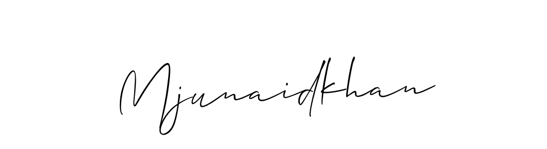 Allison_Script is a professional signature style that is perfect for those who want to add a touch of class to their signature. It is also a great choice for those who want to make their signature more unique. Get Mjunaidkhan name to fancy signature for free. Mjunaidkhan signature style 2 images and pictures png
