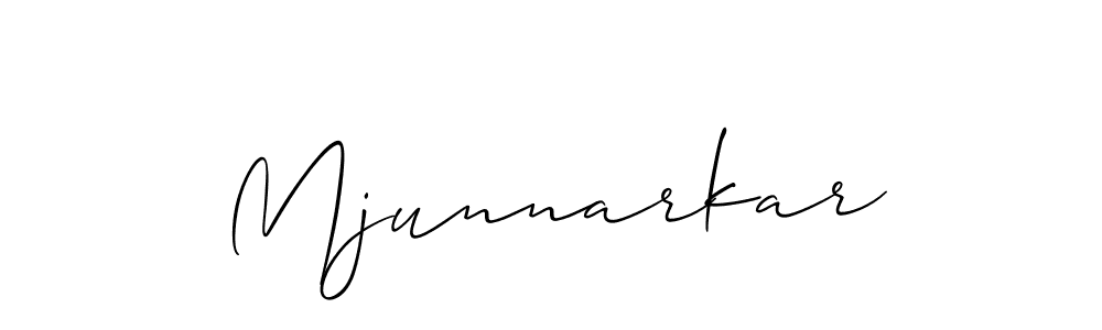 Allison_Script is a professional signature style that is perfect for those who want to add a touch of class to their signature. It is also a great choice for those who want to make their signature more unique. Get Mjunnarkar name to fancy signature for free. Mjunnarkar signature style 2 images and pictures png