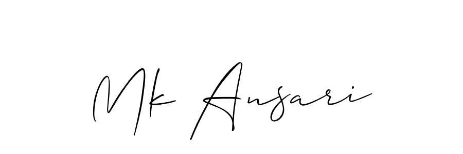 Make a beautiful signature design for name Mk Ansari. With this signature (Allison_Script) style, you can create a handwritten signature for free. Mk Ansari signature style 2 images and pictures png