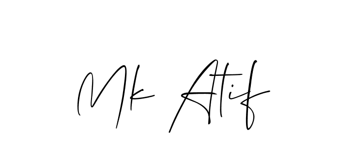 Create a beautiful signature design for name Mk Atif. With this signature (Allison_Script) fonts, you can make a handwritten signature for free. Mk Atif signature style 2 images and pictures png