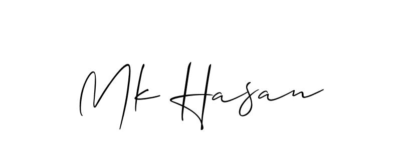 The best way (Allison_Script) to make a short signature is to pick only two or three words in your name. The name Mk Hasan include a total of six letters. For converting this name. Mk Hasan signature style 2 images and pictures png