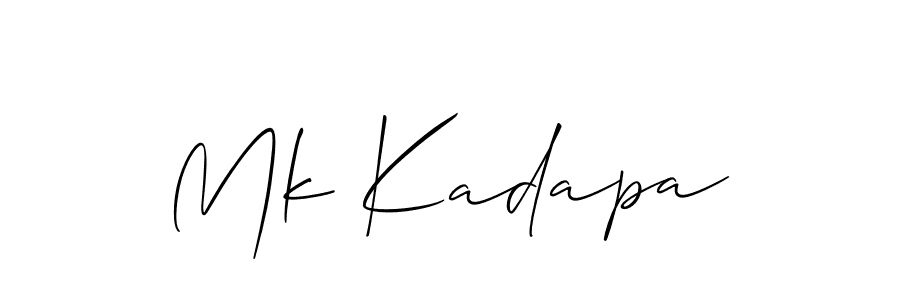 Similarly Allison_Script is the best handwritten signature design. Signature creator online .You can use it as an online autograph creator for name Mk Kadapa. Mk Kadapa signature style 2 images and pictures png