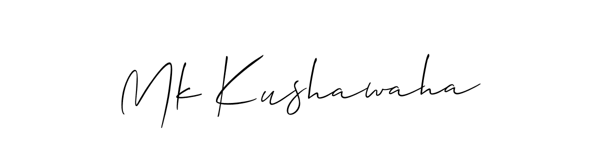 How to make Mk Kushawaha name signature. Use Allison_Script style for creating short signs online. This is the latest handwritten sign. Mk Kushawaha signature style 2 images and pictures png