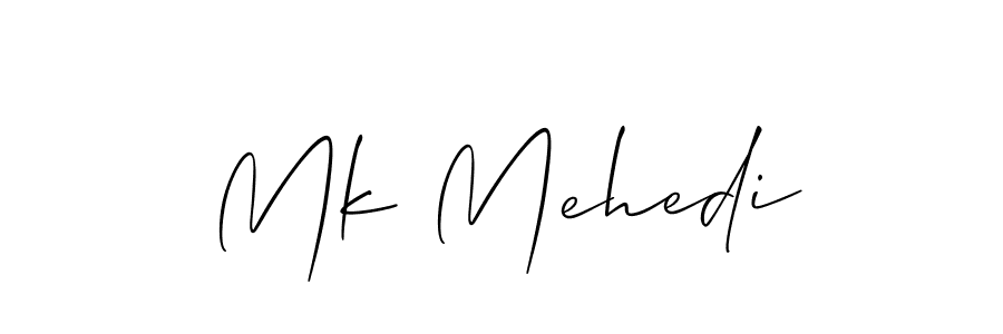 Use a signature maker to create a handwritten signature online. With this signature software, you can design (Allison_Script) your own signature for name Mk Mehedi. Mk Mehedi signature style 2 images and pictures png