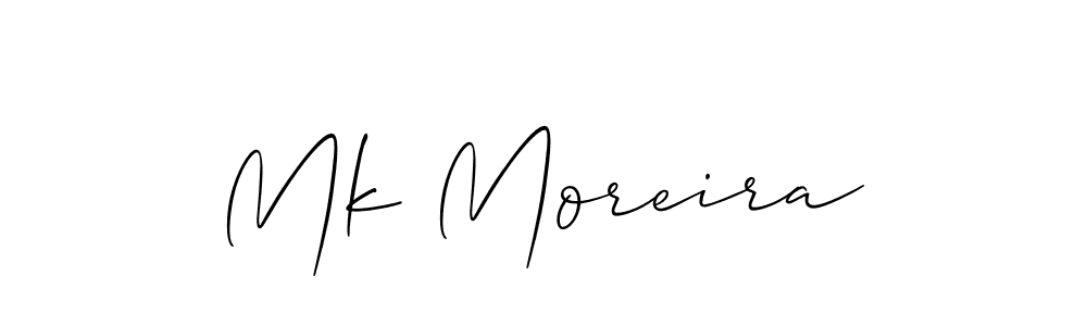 The best way (Allison_Script) to make a short signature is to pick only two or three words in your name. The name Mk Moreira include a total of six letters. For converting this name. Mk Moreira signature style 2 images and pictures png