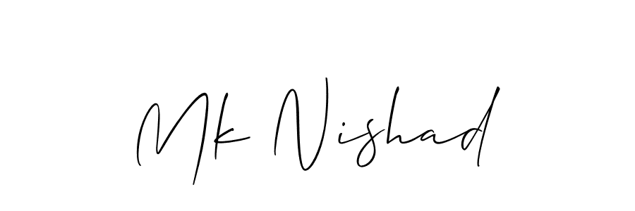 Make a beautiful signature design for name Mk Nishad. With this signature (Allison_Script) style, you can create a handwritten signature for free. Mk Nishad signature style 2 images and pictures png