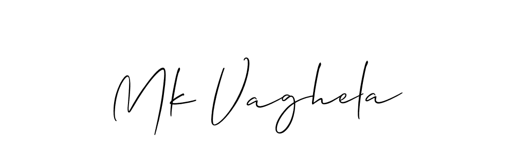 The best way (Allison_Script) to make a short signature is to pick only two or three words in your name. The name Mk Vaghela include a total of six letters. For converting this name. Mk Vaghela signature style 2 images and pictures png