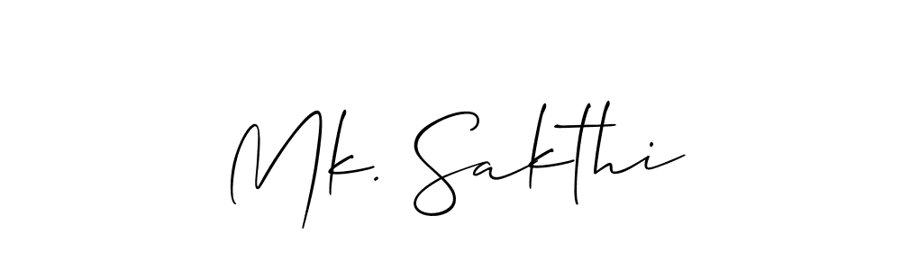 Similarly Allison_Script is the best handwritten signature design. Signature creator online .You can use it as an online autograph creator for name Mk. Sakthi. Mk. Sakthi signature style 2 images and pictures png