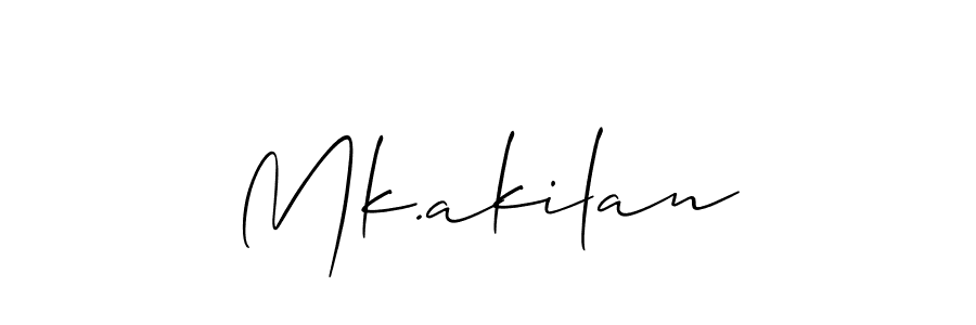 It looks lik you need a new signature style for name Mk.akilan. Design unique handwritten (Allison_Script) signature with our free signature maker in just a few clicks. Mk.akilan signature style 2 images and pictures png