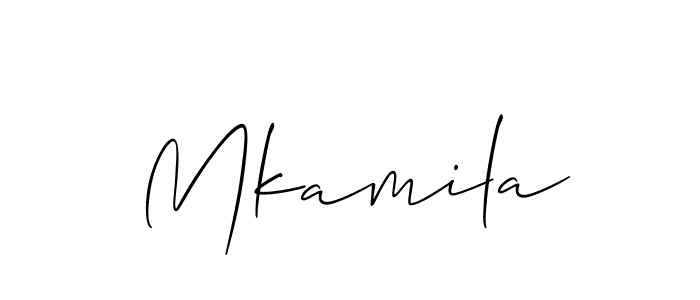 Make a beautiful signature design for name Mkamila. With this signature (Allison_Script) style, you can create a handwritten signature for free. Mkamila signature style 2 images and pictures png