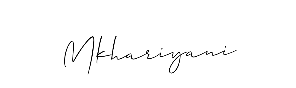 if you are searching for the best signature style for your name Mkhariyani. so please give up your signature search. here we have designed multiple signature styles  using Allison_Script. Mkhariyani signature style 2 images and pictures png