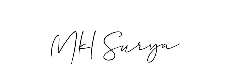 Mkl Surya stylish signature style. Best Handwritten Sign (Allison_Script) for my name. Handwritten Signature Collection Ideas for my name Mkl Surya. Mkl Surya signature style 2 images and pictures png