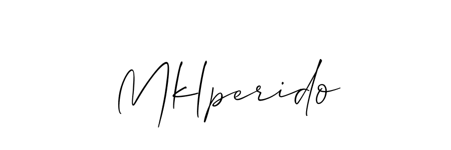 Mklperido stylish signature style. Best Handwritten Sign (Allison_Script) for my name. Handwritten Signature Collection Ideas for my name Mklperido. Mklperido signature style 2 images and pictures png