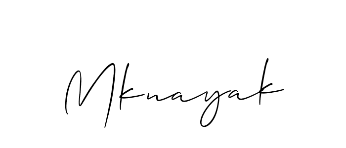 Design your own signature with our free online signature maker. With this signature software, you can create a handwritten (Allison_Script) signature for name Mknayak. Mknayak signature style 2 images and pictures png