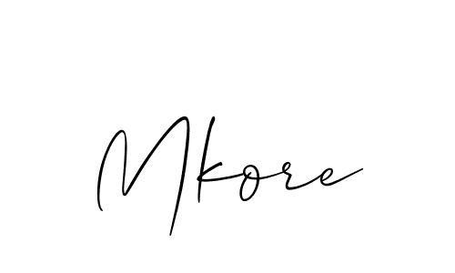 Create a beautiful signature design for name Mkore. With this signature (Allison_Script) fonts, you can make a handwritten signature for free. Mkore signature style 2 images and pictures png