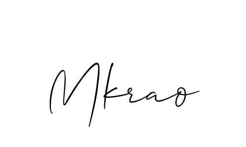 Allison_Script is a professional signature style that is perfect for those who want to add a touch of class to their signature. It is also a great choice for those who want to make their signature more unique. Get Mkrao name to fancy signature for free. Mkrao signature style 2 images and pictures png