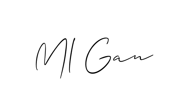 Also You can easily find your signature by using the search form. We will create Ml Gan name handwritten signature images for you free of cost using Allison_Script sign style. Ml Gan signature style 2 images and pictures png