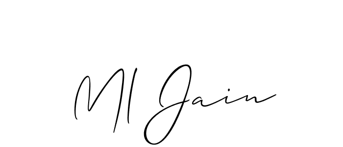 You should practise on your own different ways (Allison_Script) to write your name (Ml Jain) in signature. don't let someone else do it for you. Ml Jain signature style 2 images and pictures png