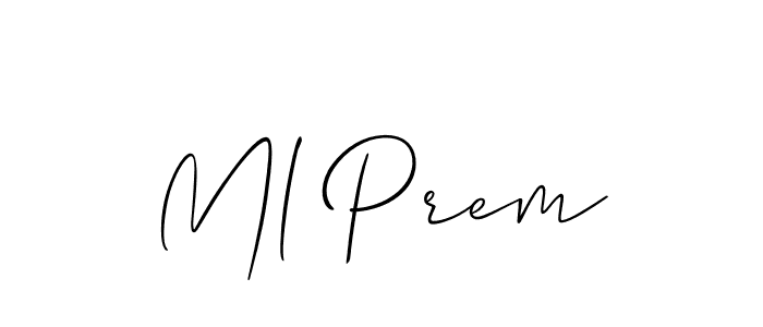 The best way (Allison_Script) to make a short signature is to pick only two or three words in your name. The name Ml Prem include a total of six letters. For converting this name. Ml Prem signature style 2 images and pictures png