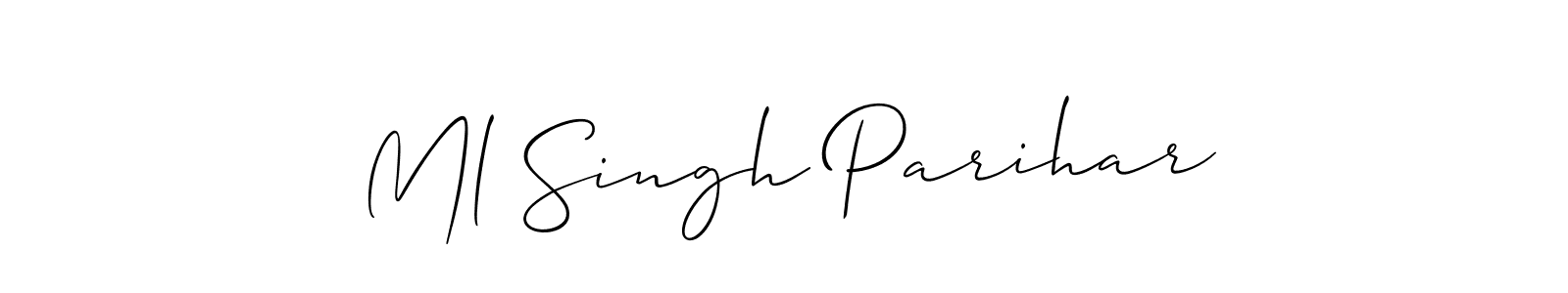 Make a beautiful signature design for name Ml Singh Parihar. With this signature (Allison_Script) style, you can create a handwritten signature for free. Ml Singh Parihar signature style 2 images and pictures png